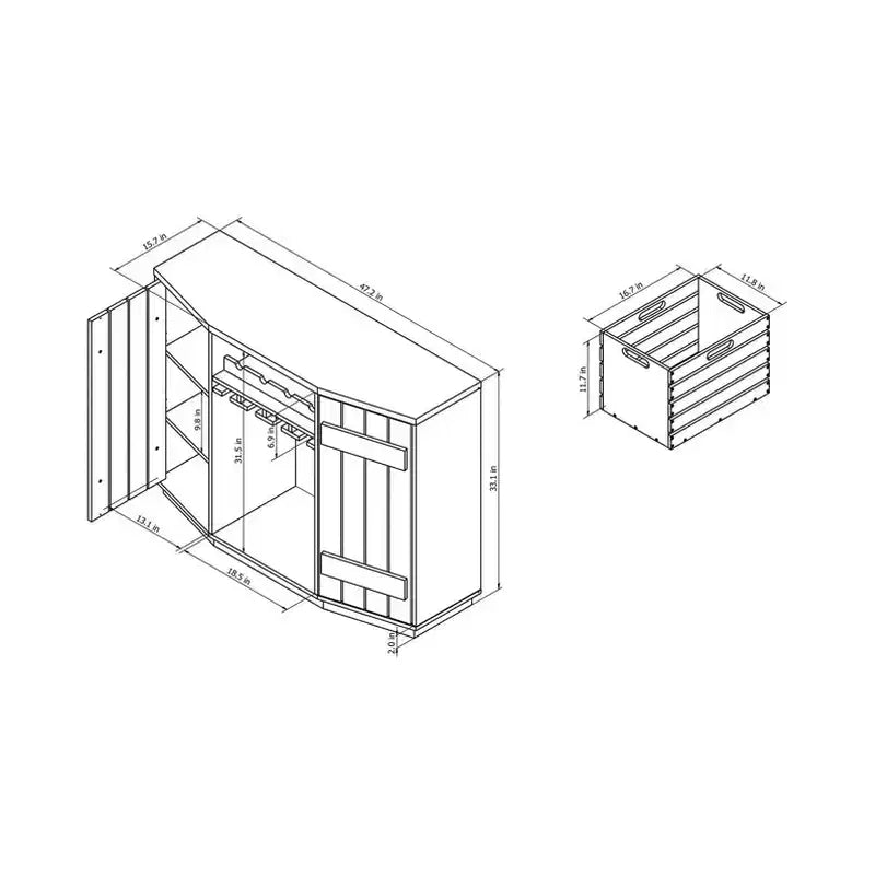 HOMES: Inside + Out Aparador de comedor inspirado en tablones de madera Candy con cajas extraíbles Roble recuperado: Almacenamiento de cocina, Estante para copas