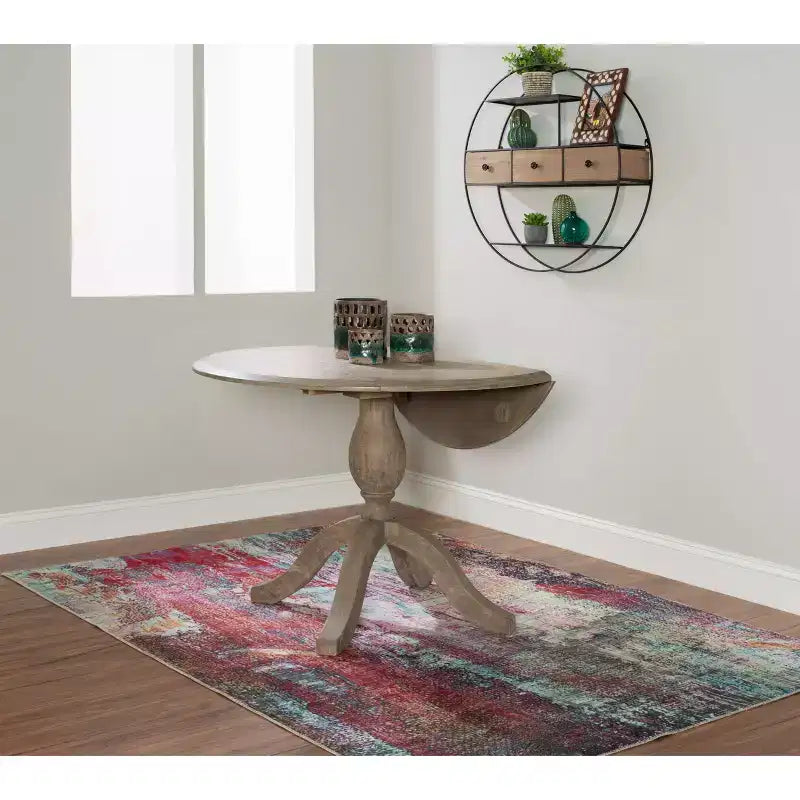Torino Mesas de Comedor Tradicionales Marrón Rústico - Linon: Madera Maciza, Para 4 Personas, 42" de Diámetro