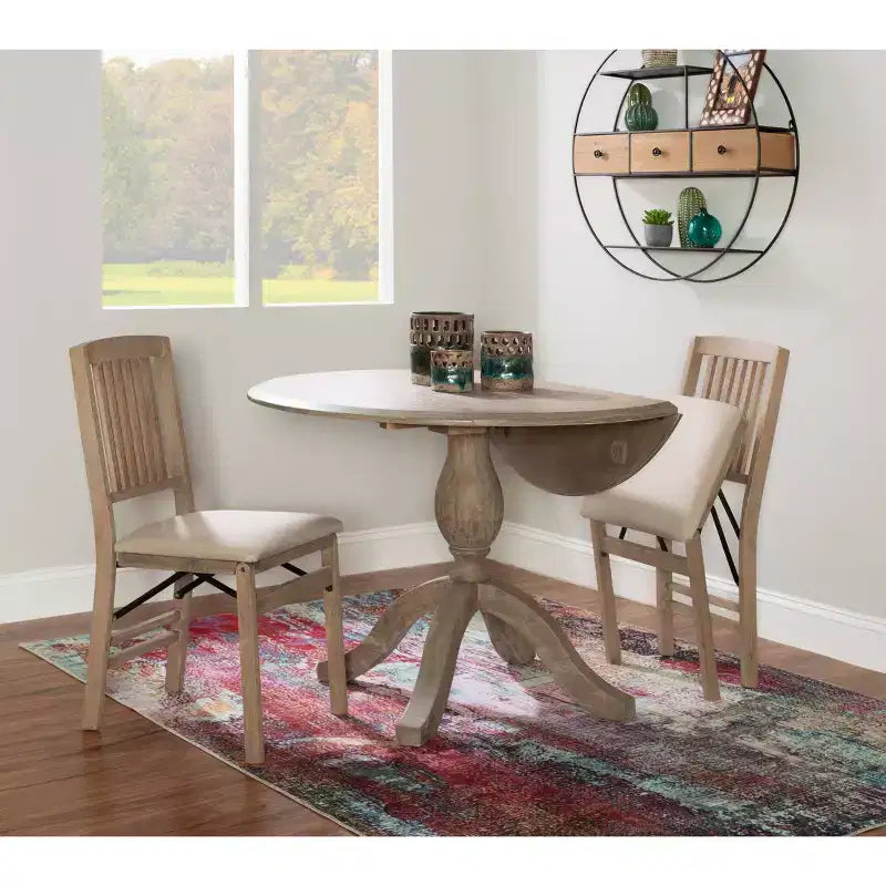 Torino Mesas de Comedor Tradicionales Marrón Rústico - Linon: Madera Maciza, Para 4 Personas, 42" de Diámetro