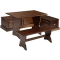 3pc Colby L Shaped Bench and Backless Nook Dining Set Brown - Linon: Wood Frame, 5-Seater, Trestle Base