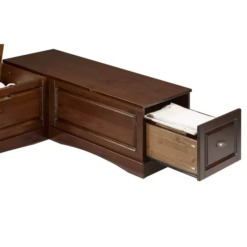 Juego de comedor de rincón en forma de L Colby de 3 piezas con banco sin respaldo, color marrón - Linon: Estructura de madera, 5 asientos, base de caballete