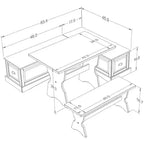 Juego de comedor de rincón en forma de L Colby de 3 piezas con banco sin respaldo, color marrón - Linon: Estructura de madera, 5 asientos, base de caballete