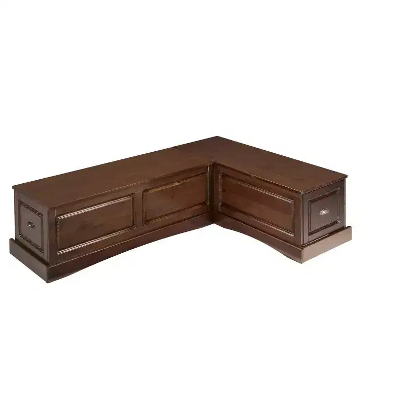 Juego de comedor de rincón en forma de L Colby de 3 piezas con banco sin respaldo, color marrón - Linon: Estructura de madera, 5 asientos, base de caballete