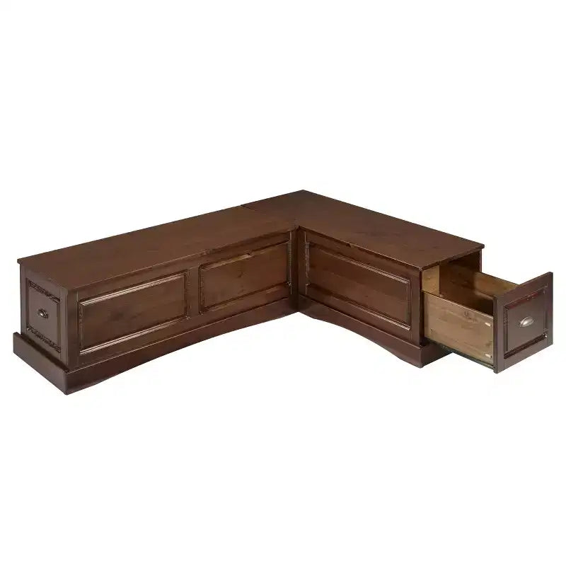 Juego de comedor de rincón en forma de L Colby de 3 piezas con banco sin respaldo, color marrón - Linon: Estructura de madera, 5 asientos, base de caballete