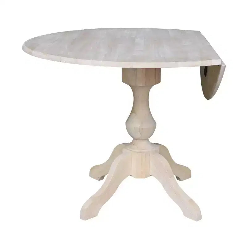 Mesa de comedor redonda con tablero abatible Blake de 42 pulgadas sin acabado - International Concepts: Compacta, con base de pedestal