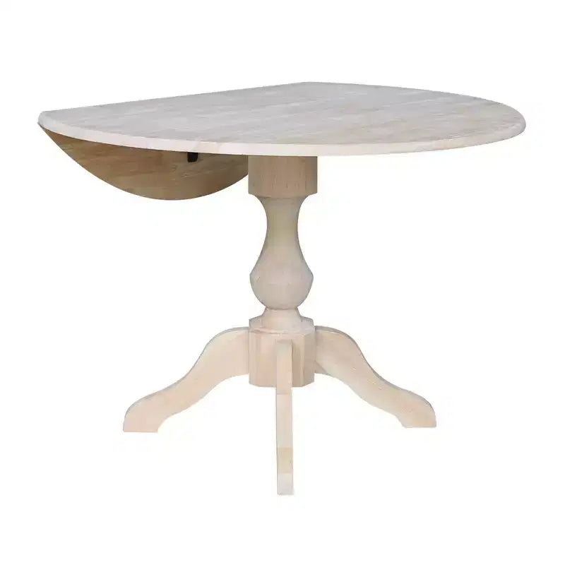 Mesa de comedor redonda con tablero abatible Blake de 42 pulgadas sin acabado - International Concepts: Compacta, con base de pedestal