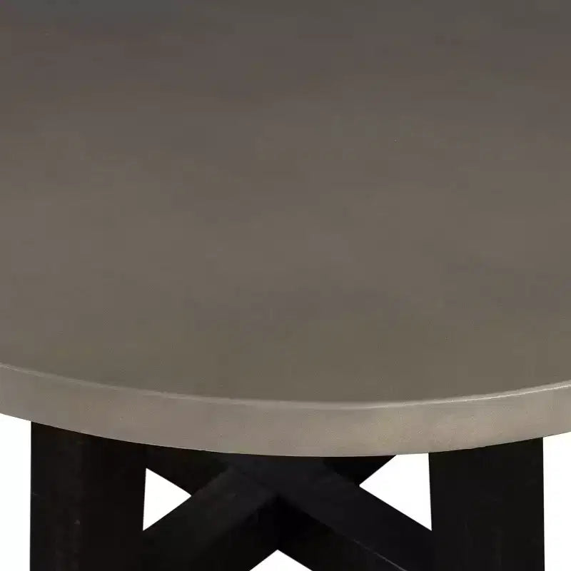 Mesa de comedor redonda de hormigón y acacia Manchester Modern, gris - Armen Living