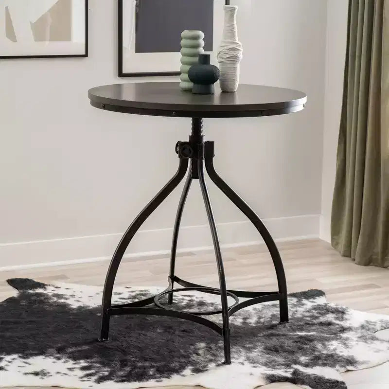 Mesa Powell Tormo de altura de barra, redonda, ajustable, gris