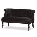 Flax Victorian Style Contemporary Velvet Fabric Upholstered 2 Seater Loveseat Black - Baxton Studio: Elegant Polyester, Tufted Design, Wood Frame