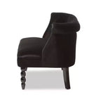 Sofá biplaza tapizado de terciopelo contemporáneo estilo victoriano de lino negro - Baxton Studio: elegante, de poliéster, diseño capitoné, estructura de madera