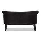 Sofá biplaza tapizado de terciopelo contemporáneo estilo victoriano de lino negro - Baxton Studio: elegante, de poliéster, diseño capitoné, estructura de madera