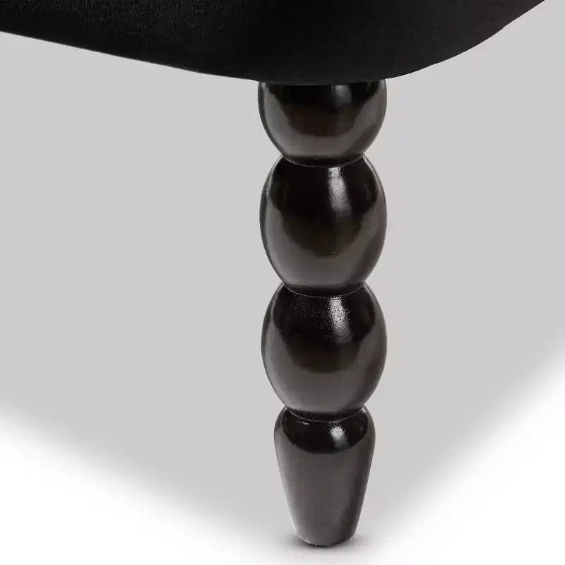 Sofá biplaza tapizado de terciopelo contemporáneo estilo victoriano de lino negro - Baxton Studio: elegante, de poliéster, diseño capitoné, estructura de madera