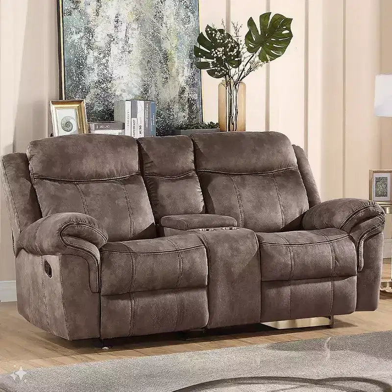 Sofá Zubaida de Acme Furniture en terciopelo bicolor chocolate