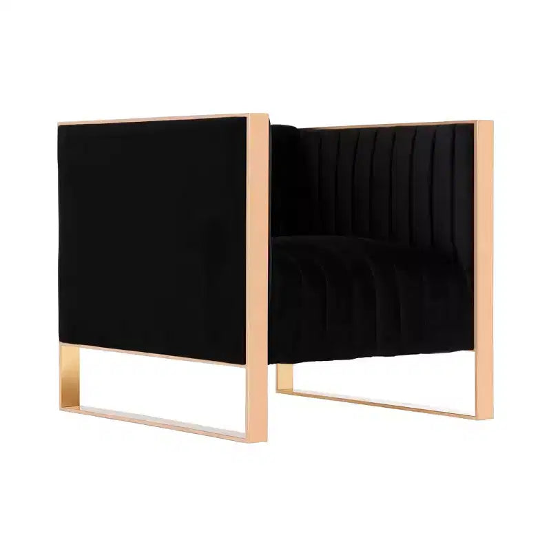 Juego de 2 sillas decorativas Trillium de terciopelo negras - Manhattan Comfort: Acabado dorado, no requiere montaje