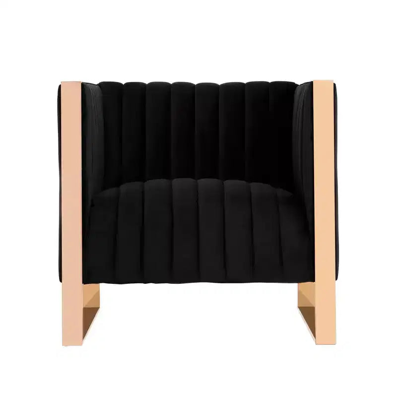 Juego de 2 sillas decorativas Trillium de terciopelo negras - Manhattan Comfort: Acabado dorado, no requiere montaje