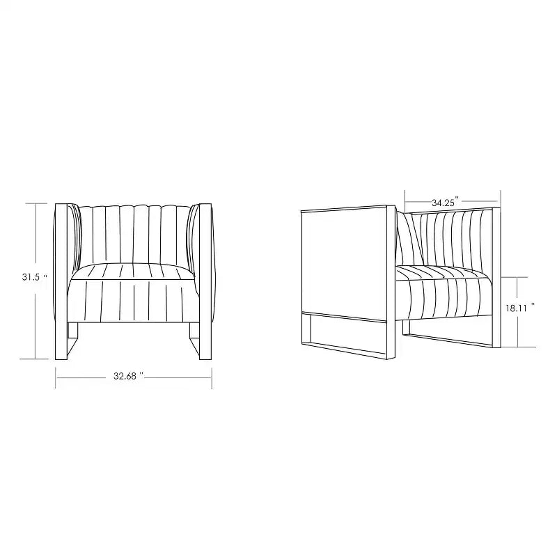 Juego de 2 sillas decorativas Trillium de terciopelo negras - Manhattan Comfort: Acabado dorado, no requiere montaje
