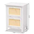 Sariah Wood Rattan 2 Door Nightstand White - Baxton Studio