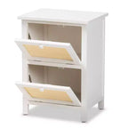 Sariah Wood Rattan 2 Door Nightstand White - Baxton Studio