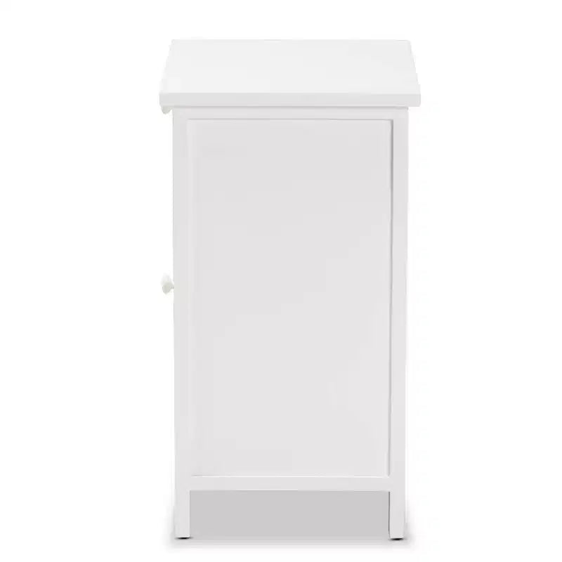 Sariah Wood Rattan 2 Door Nightstand White - Baxton Studio