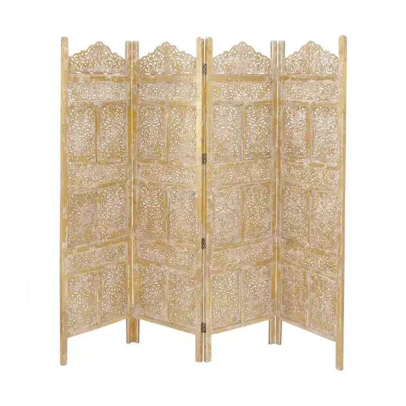 Biombo Separador de Ambientes Tallado Intrincado Tradicional Dorado - Olivia & May