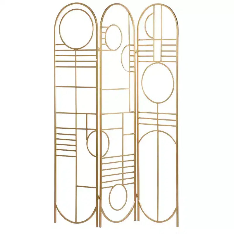 Modern Metal Room Divider Screen Gold - Olivia & May: Iron Frame, No Assembly, 3-Panel Design