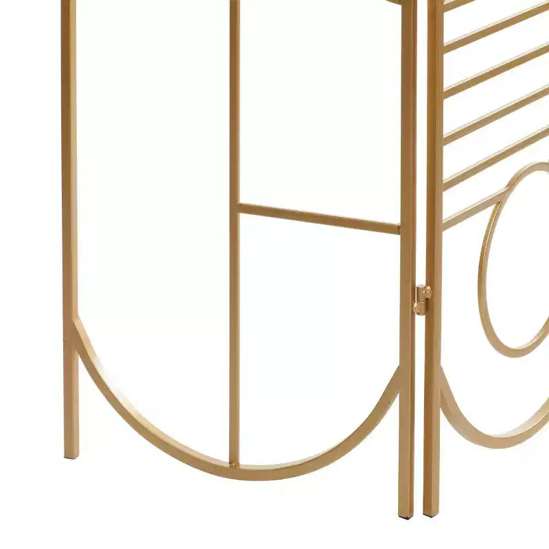 Divisor de ambientes moderno de metal dorado - Olivia y May: estructura de hierro, no requiere ensamblaje, diseño de 3 paneles