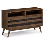 Mueble de TV Wright para televisores de hasta 60 pulgadas, rústico, marrón envejecido natural - WyndenHall: Madera de acacia, gestión de cables, estantes ajustables