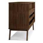 Mueble de TV Wright para televisores de hasta 60 pulgadas, rústico, marrón envejecido natural - WyndenHall: Madera de acacia, gestión de cables, estantes ajustables