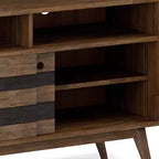 Mueble de TV Wright para televisores de hasta 60 pulgadas, rústico, marrón envejecido natural - WyndenHall: Madera de acacia, gestión de cables, estantes ajustables