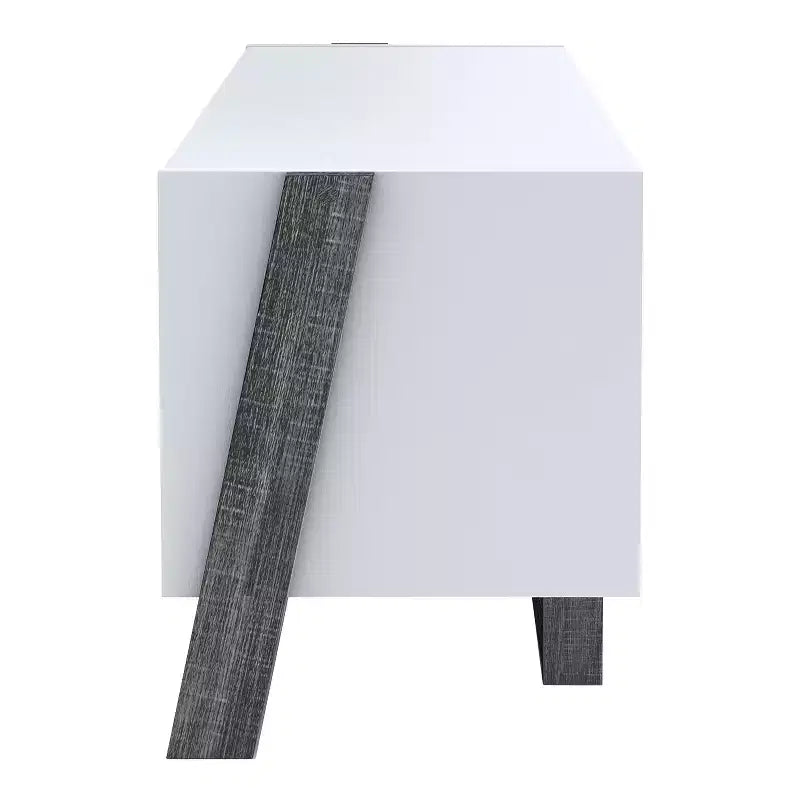 Soporte para TV grande miBasics Etteridge de 4 estantes para televisores de hasta 68" gris: estilo de transición, acabado de dos tonos, herrajes de metal