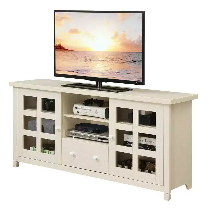 Mueble para TV con 1 cajón Newport Park Lane para televisores de hasta 65": vitrinas de cristal, organizador de cables - Breighton Home