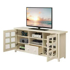 Mueble para TV con 1 cajón Newport Park Lane para televisores de hasta 65": vitrinas de cristal, organizador de cables - Breighton Home