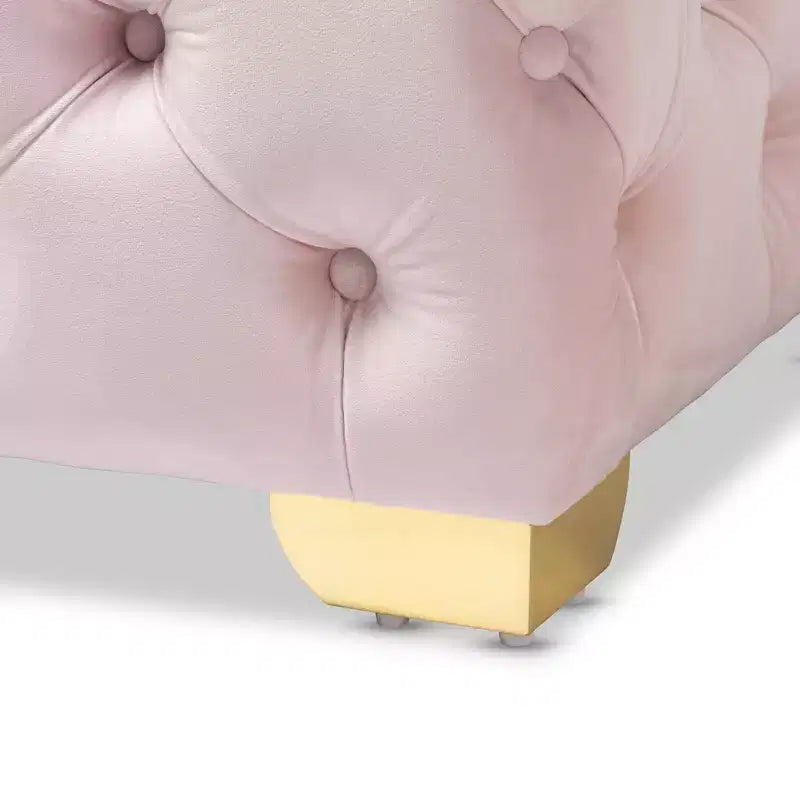 Baxton Studio Otomana Avara de terciopelo con botones capitoné, rosa