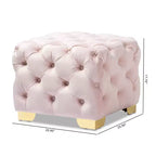 Baxton Studio Otomana Avara de terciopelo con botones capitoné, rosa
