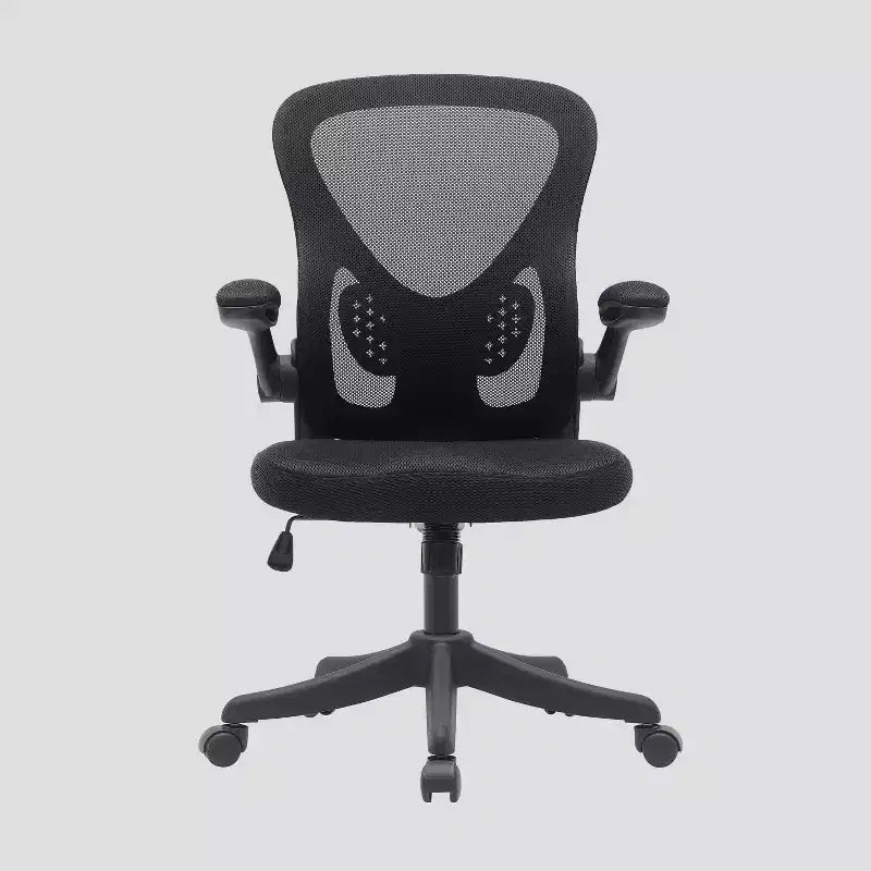 Silla de oficina Techni Mobili Task de malla con brazos plegables, color negro - Techni Mobili: ergonómica, ajustable, giratoria, estructura de nailon