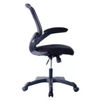 Silla de oficina Techni Mobili Task de malla con brazos plegables, color negro - Techni Mobili: ergonómica, ajustable, giratoria, estructura de nailon
