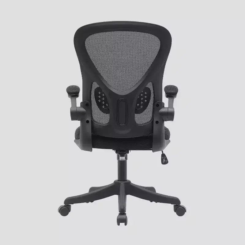 Silla de oficina Techni Mobili Task de malla con brazos plegables, color negro - Techni Mobili: ergonómica, ajustable, giratoria, estructura de nailon