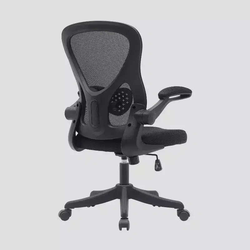 Silla de oficina Techni Mobili Task de malla con brazos plegables, color negro - Techni Mobili: ergonómica, ajustable, giratoria, estructura de nailon
