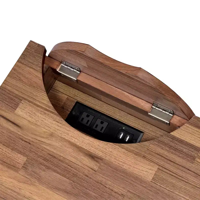 Escritorio para computadora Marganza Beige/Negro - HOMES: Inside + Out: Estilo industrial, 59" de ancho, estructura de acero, 3 cajones, puertos USB