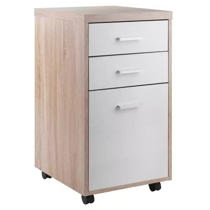 Juego de escritorio modular Kenner de 3 piezas con 2 cajones y 3 estantes de madera recuperada - Winsome