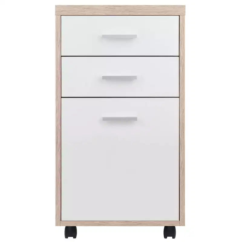 Juego de escritorio modular Kenner de 3 piezas con 2 cajones y 3 estantes de madera recuperada - Winsome