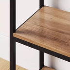 Estantería de arco Nathan James Haven de madera y metal de 5 estantes de 72" en roble recuperado/negro mate