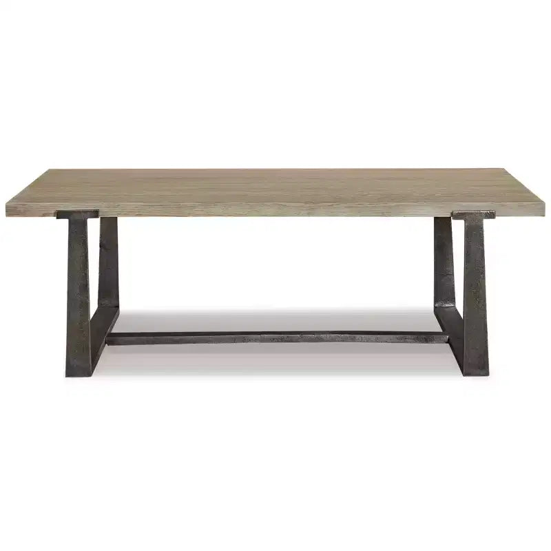 Mesa de centro Dalenville Negro Metálico/Gris/Marrón/Beige - Signature Design by Ashley: Base de caballete, Acabado envejecido
