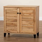 Coolidge Wood Mueble Archivador de 2 Puertas de Roble Marrón - Baxton Studio: Estilo Náutico, 4 Estantes Fijos, Marco de Madera