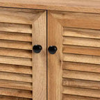Coolidge Wood Mueble Archivador de 2 Puertas de Roble Marrón - Baxton Studio: Estilo Náutico, 4 Estantes Fijos, Marco de Madera