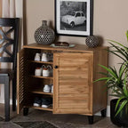 Coolidge Wood Mueble Archivador de 2 Puertas de Roble Marrón - Baxton Studio: Estilo Náutico, 4 Estantes Fijos, Marco de Madera