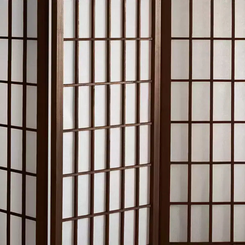 Biombo japonés Shoji de 6 paneles y 1,83 m de altura con diseño de ventana - Nogal: Separador de ambientes plegable