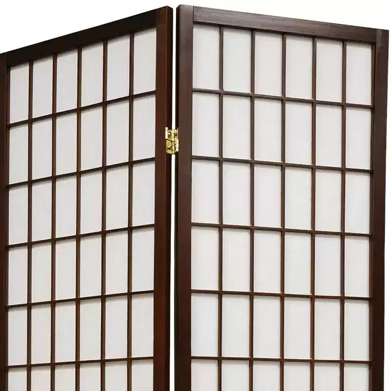 Biombo japonés Shoji de 6 paneles y 1,83 m de altura con diseño de ventana - Nogal: Separador de ambientes plegable