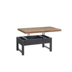 Mesa de centro Pomona de 42": Almacenamiento rústico con tapa elevable, madera de pino envejecida, estilo industrial, estructura negra