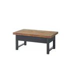 Mesa de centro Pomona de 42": Almacenamiento rústico con tapa elevable, madera de pino envejecida, estilo industrial, estructura negra